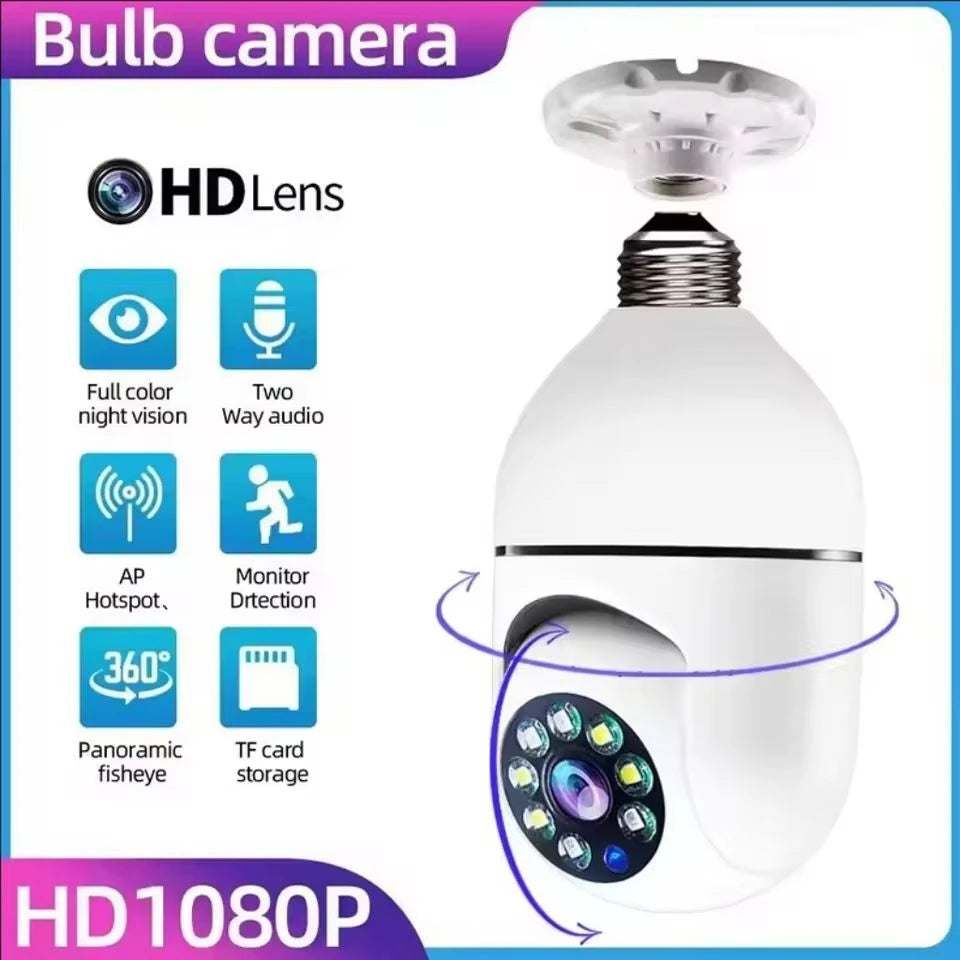 Wireless Light Bulb Security Camera 1080P WiFi Smart