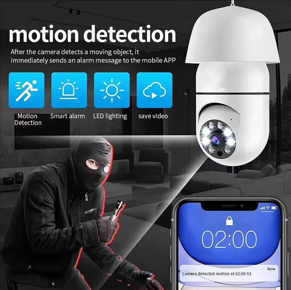 Wireless Light Bulb Security Camera 1080P WiFi Smart